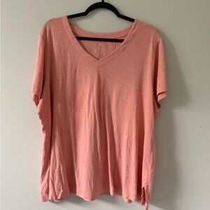 J. Jill Coral V-Neck Short Sleeve Tee